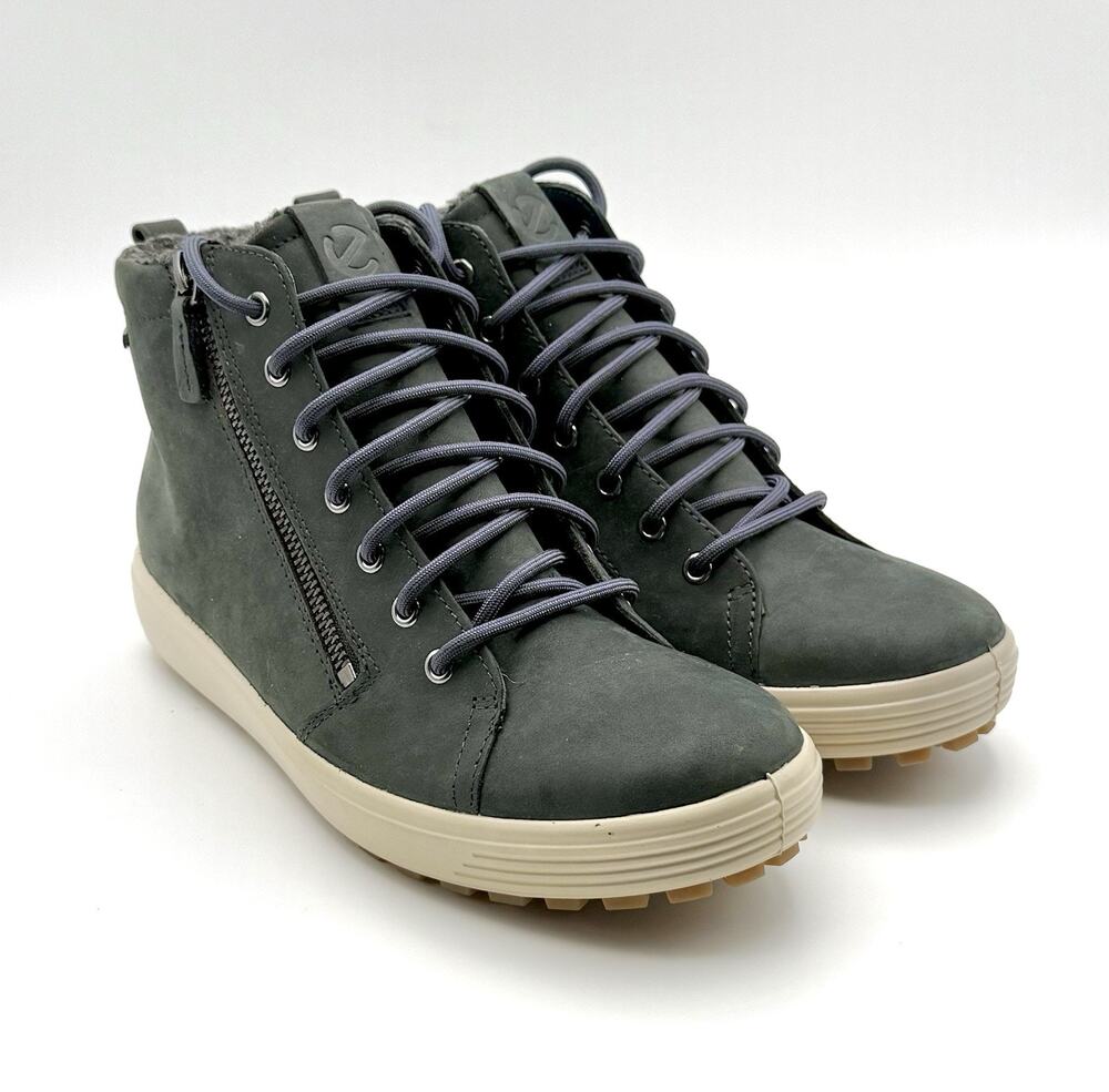 ECCO Soft 7 Tred GTX Hi Women's Size 8 Blue Leather Side Zip GORE-TEX Boots